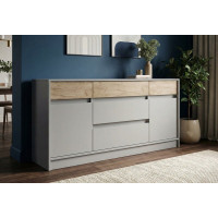 Комод з тумбами Стайл-1600 (1600х390х754 мм.) Білий / Бетон Еверест